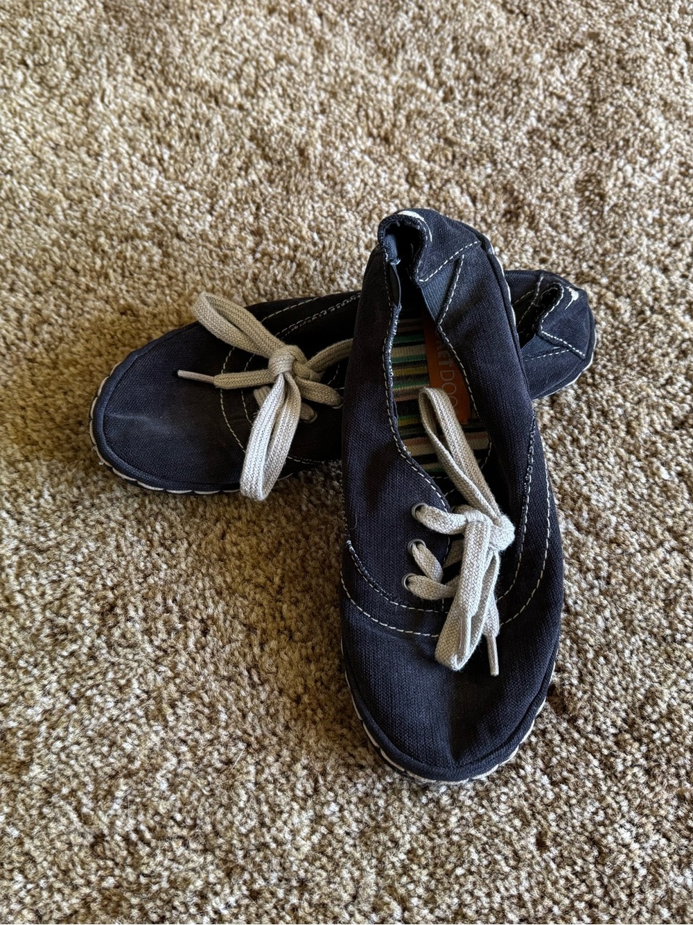 Black + tan Rocket Dog slip on shoes; good condition